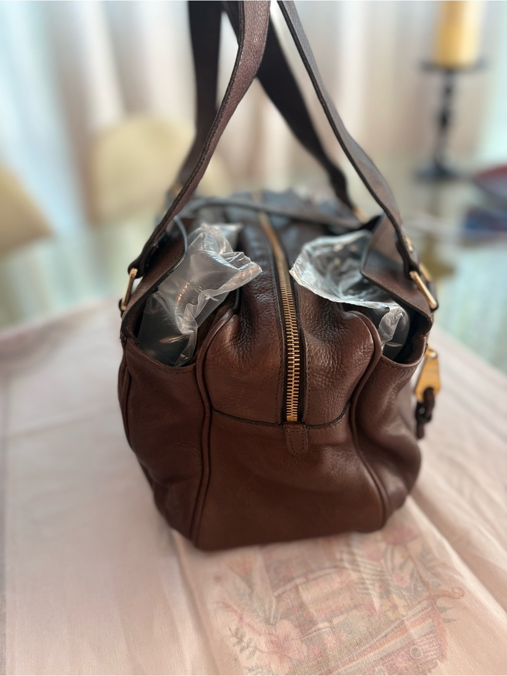MULBERRY Designer Large Mabel Brown Pebbled Leather Shoulder Bag! Gold hardware! - Picture 14 of 16